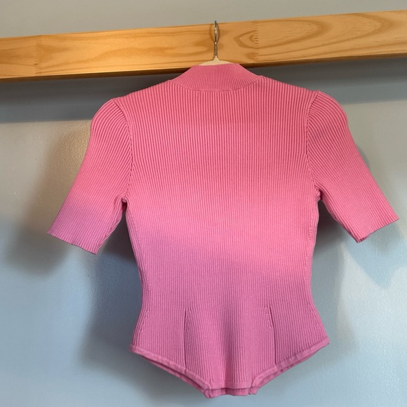 Brand New With Tags Fleur Du Mal Pink Ribbed Heart Cutout Top - Picture 3 of 8